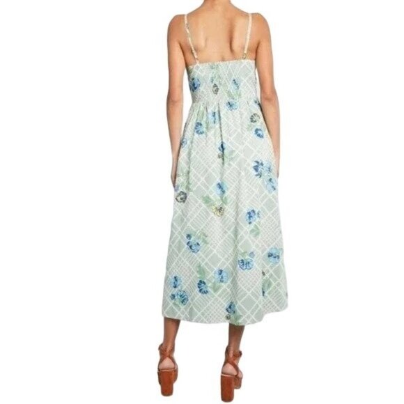 NWT ModCloth Light Green & Blue Floral Maxi Dress L - Picture 3 of 13